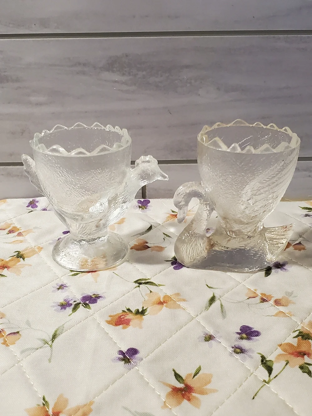 Clear Glass Swan & Chickwn Shot Glass Set